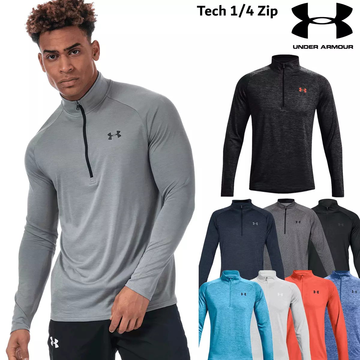 UNDER ARMOUR TECH 1/4 ZIP TOP MENS GYM TOP TRAINING T SHIRT RUNNING TOP NEW 2022