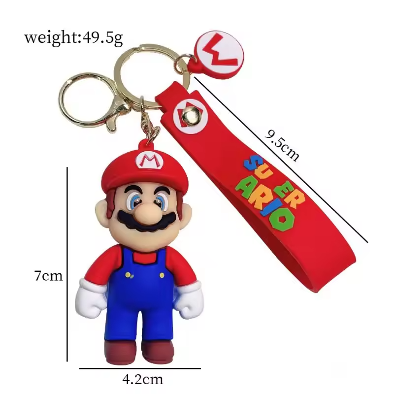 Mario w/Green Overalls - Super Mario Bros 3D Rubber Keychain