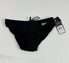 NWT Speedo Men's Size 30 Swimsuit Brief PowerFlex Eco Solar UPF 50 Black 42