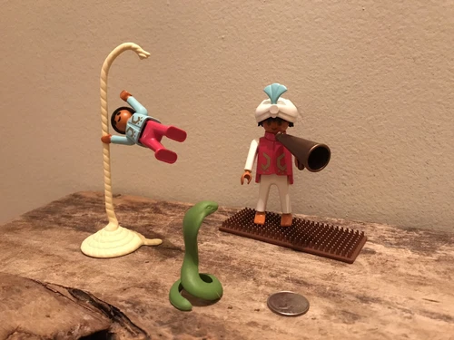 Vintage Playmobil 3398 Circus Snake Charmer & Swami Retired Set - Missing 2 Pcs