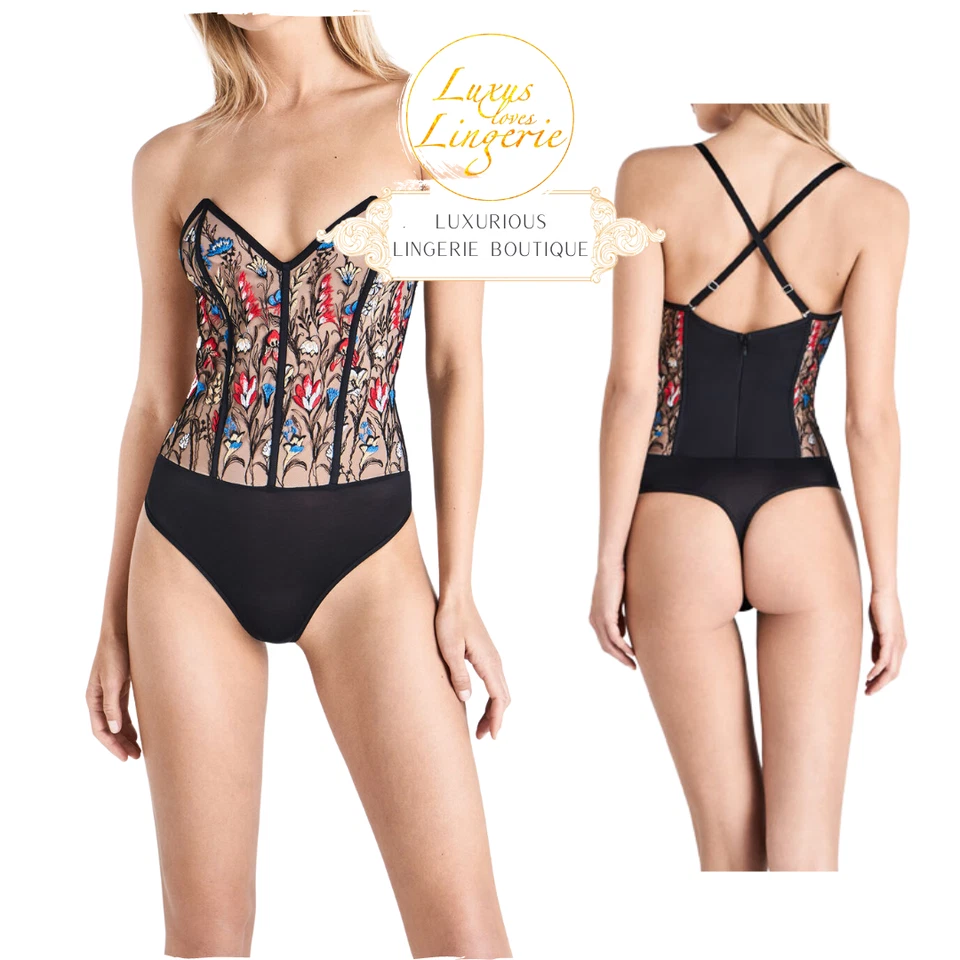 WILDFLOWER BODY Par Wolford 36 S Noir Multicolore Design Floral Corsage - Photo 1/1