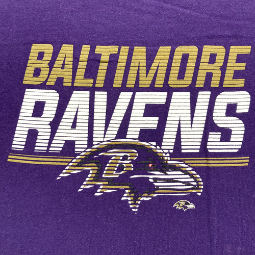 T-shirt da uomo Baltimore Ravens viola 2 XL 100% cotone abbigliamento squadra NFL - Foto 3 di 11