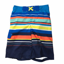 Cat  Jack Kid's Boys Board Shorts Swim Trunks. Blue Orange Stripe Boy's M 8-10