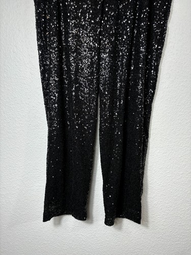 Linea by Louis Dell'Olio Pants Womens Petite XLP Black Sequin Pullon - Picture 8 of 11