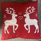 Christmas Throw Pillow Red White Reindeer Nordic Holiday Decorative Cushion