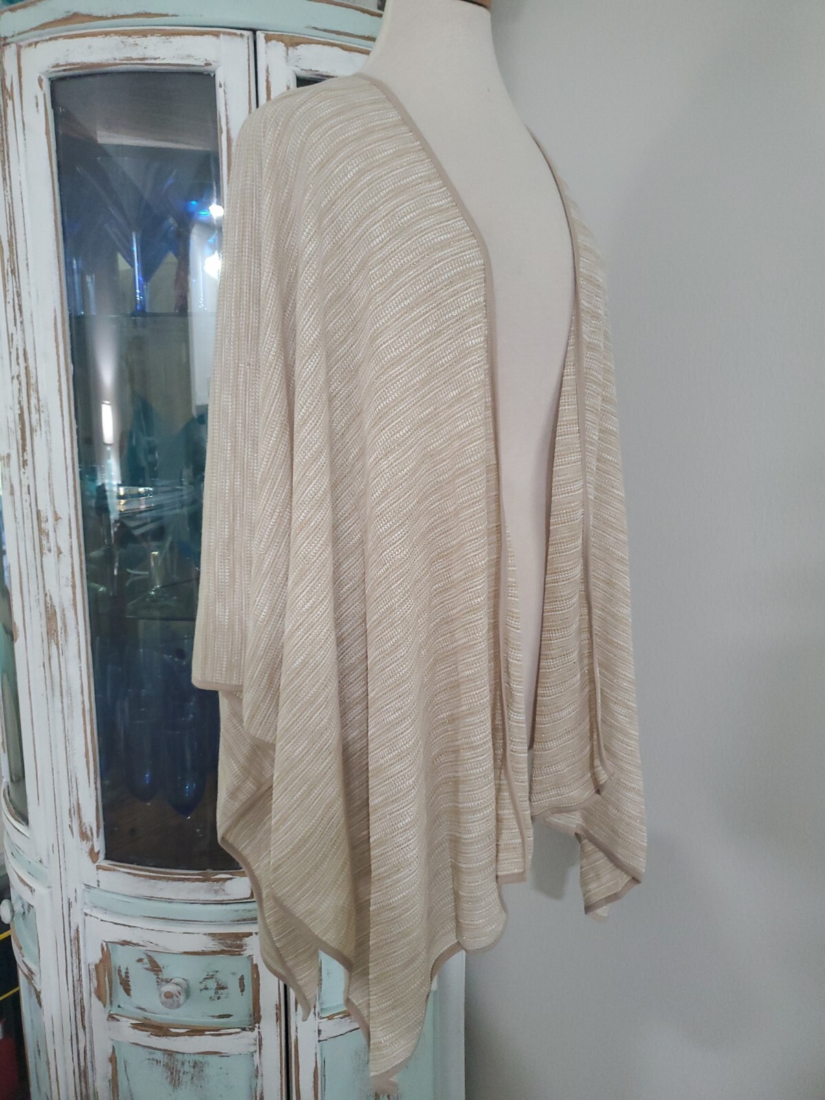 Calvin Klein Gold White Stripe Duster Kimono Ruana Nwt $78 | eBay