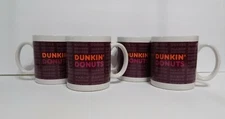 4 DUNKIN' DONUTS 11 oz CERAMIC COFFEE MUGS Brewin' coffee, Makin' muffins! -A8