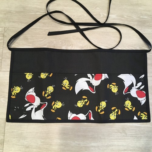 Tweety bird, cat, cute cartoon 3 Pockets WAITRESS Waist APRON Restaurant Serve - Picture 3 of 4