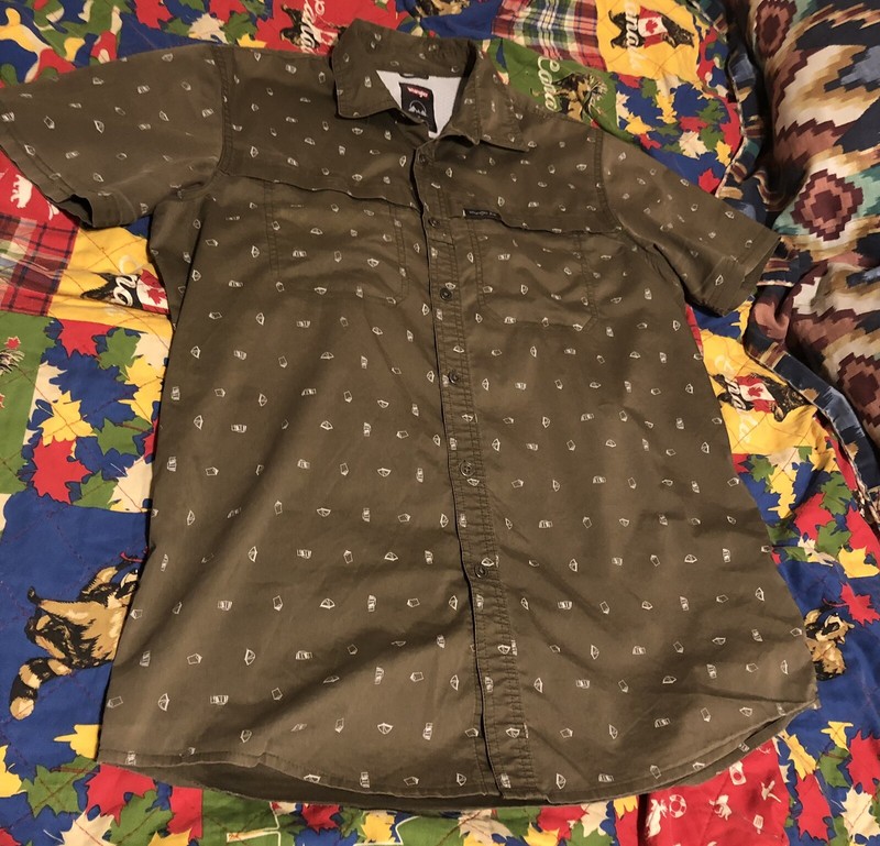 Wrangler Shirt Mens Medium Short Sleeve Button Up Casual Camp Green