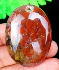 39x29x7mm Natural Three Color Agate Jade Oval Pendant Bead EA79631