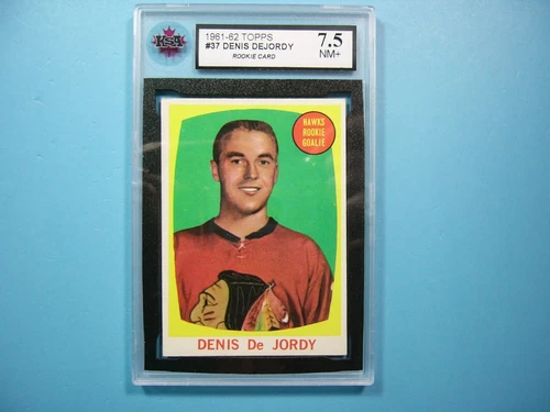 1961/62 TOPPS NHL HOCKEY CARD #37 DENIS DEJORDY ROOKIE RC KSA 7.5 NM SHARP!!