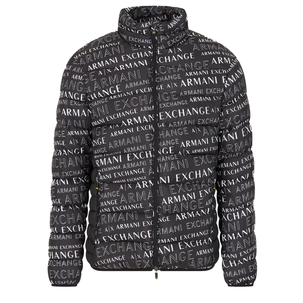 Armani Zip Front Quilted Jacket in Black for Men