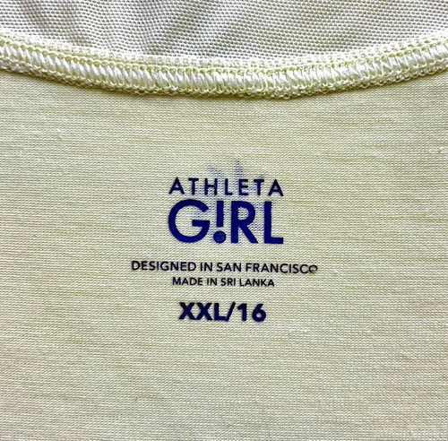 Athleta Girl T Shirt XXL/16 Yellow Short Raglan Sleeve Crew Neck Tee Logo - Picture 8 of 10