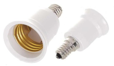 2PCS E14 to E27 Base LED Light Lamp Holder Bulbs Socket Adapter Converter White