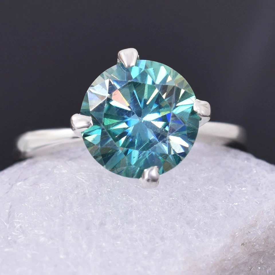 Anillo solitario de diamantes azules certificado de 3,60 quilates en plata 925. Great Shine & Bling Foto 2 de 4