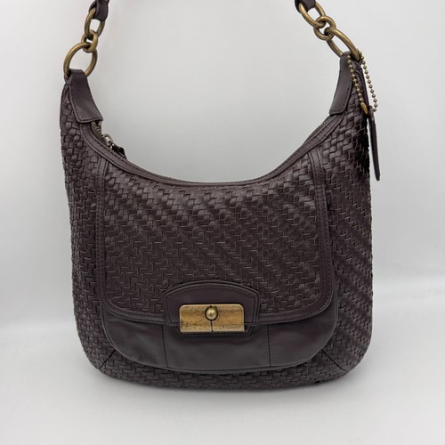 Vintage Coach Kristin geflochtenes Leder Hobo Schultertasche Handtasche Reißverschluss braun - Bild 16 von 20