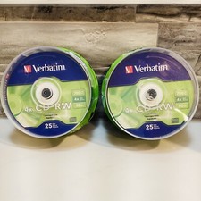 2 Verbatim CD RW 700MB 4x Speed 25 Rewritable Blank Discs New