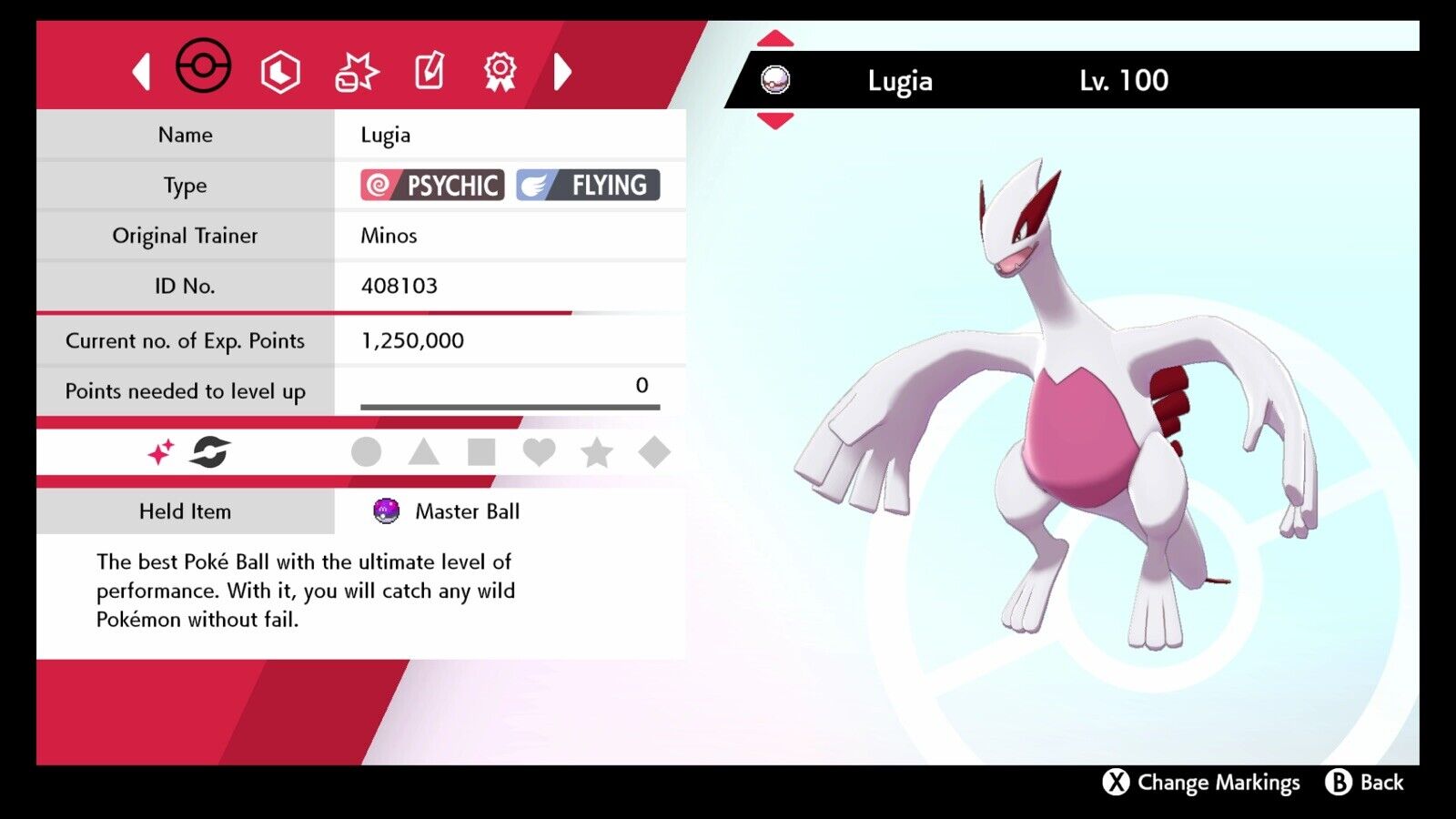 Pokemon Sword and Shield Shiny Lugia 6IV Competitively Trained