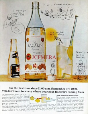 'Ron BACARDI' Light Rum Vintage ADVERT - Original 1964 Print : 626/A
