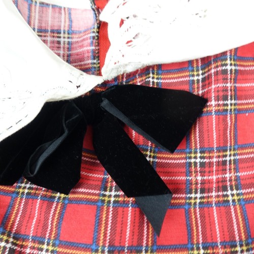 VINTAGE Daisy Kingdom Dress Girls 4T Red Long Sleeve Lace Collar Plaid Christmas - Picture 5 of 17