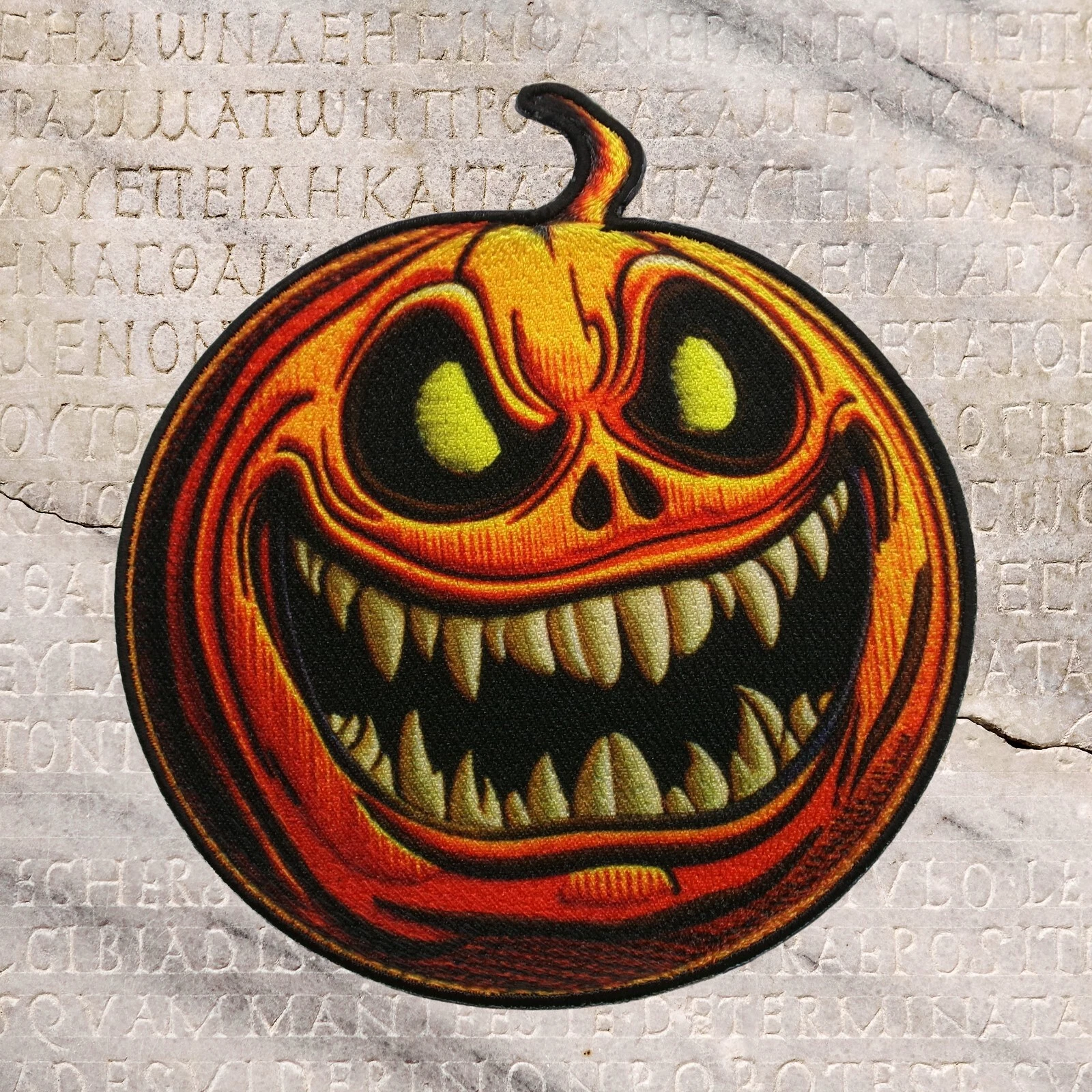 Jack-O-Lantern Patch Halloween Iron-on Applique Pumpkin Skeleton Scary