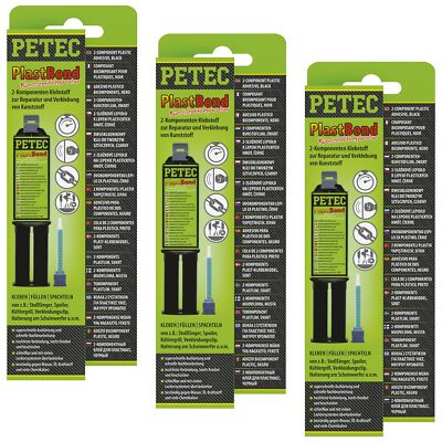 Petec 3x PlastBond 2K Adhesive for Plastic Repair 24ml 1x Mixing Nozzle