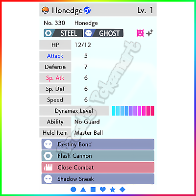 HONEDGE ✨ Ultra SHINY 6IV ✨ Pokemon SWORD and SHIELD Max lv1 +