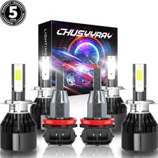 For BMW X5 2007-2013 LED Headlight Hi/Low Beam Fog Light Bulbs 6000K White Combo