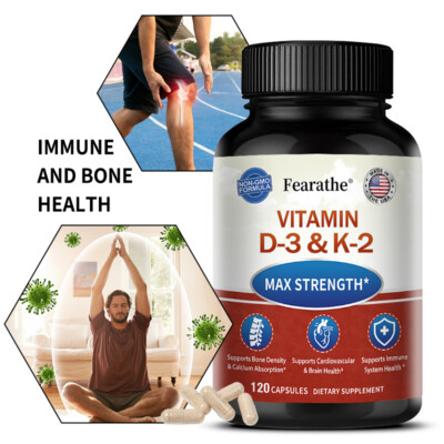 Vitamin D3 2000 IU K2 MK7 75 mcg, Vit D and K Supplement, Immune Health