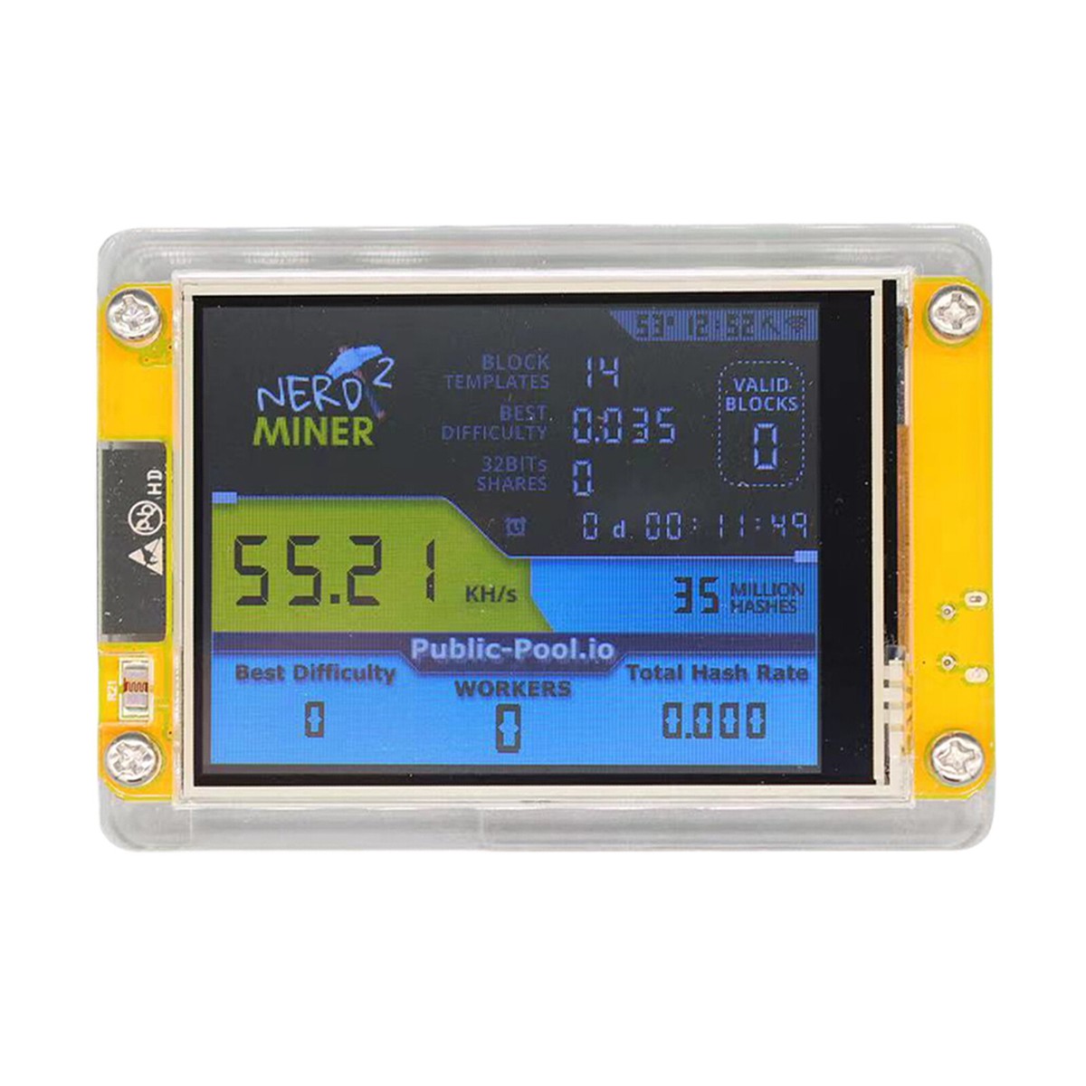 NerdMiner V2 2.8 inch 55K Hashrate Solo Mode Lottery Machine Nerd BTC Miner  | eBay