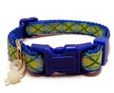 Blue/Green Argyle Cat Collar NEW 
