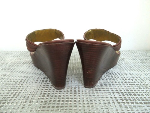 Marc Fisher Women Platform Wedge Leather Slide Sandal 8.5 M Brown - Picture 5 of 10