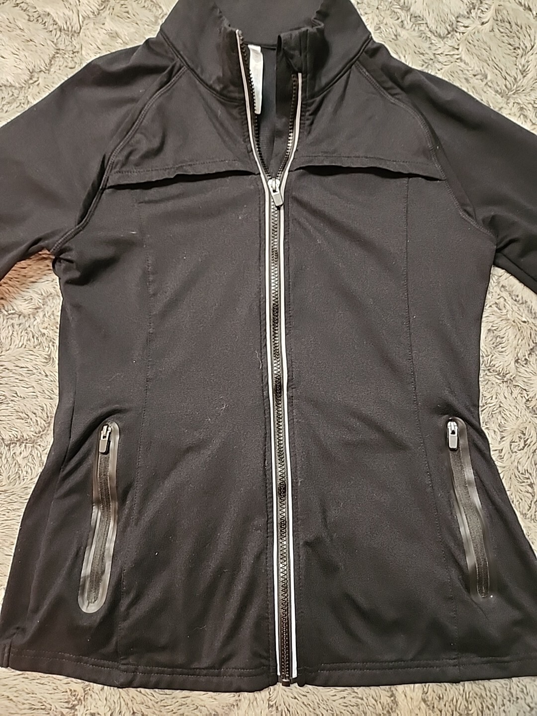 Fabletics Womens Jacket Sz Medium Solid Black Lon… - image 4