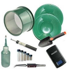 Green Mini Gold Classifier Screen  Gold Pan Panning Kit Two 10" Pans  Scale