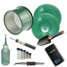   Green Mini Gold Classifier Screen & Gold Pan Panning Kit Two 10" Pans & Scale