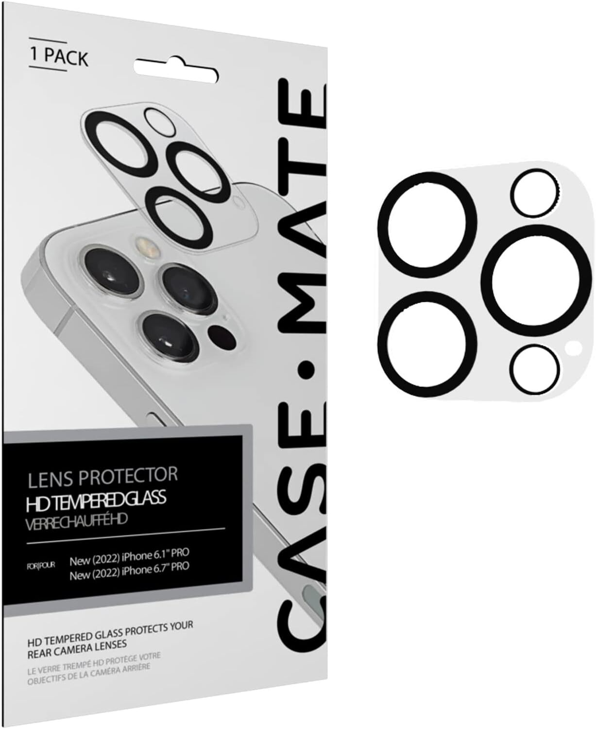 iPhone 14 Pro/14 Pro Max Camera Lens Protector - 9H Tempered Glass Film with Dur