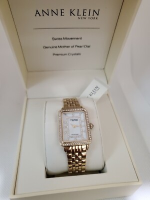 Anne Klein New York 12/2332MPGB Mother-of-Pearl Dial Crystal Accented  #2