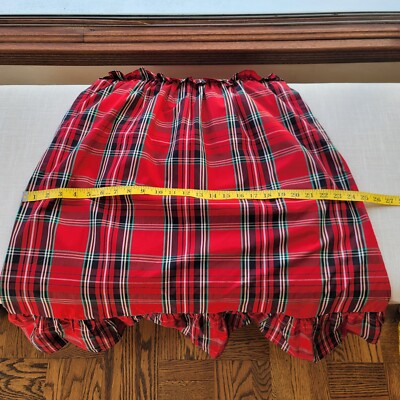 j crew red plaid dress J.Crew Plaid Tiered Dress Sz 8 Red Tartan Ruffle Sleeveless Pockets Preppy