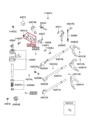 Genuine Hyundai 43830-37001 Gear Shift Rail Sub Assembly Genuine Hyundai 43830-37001 Gear Shift Rail Sub Assembly