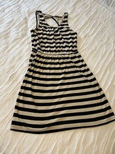 Ann Taylor Loft Striped Dress Size 0 Keyhole Back Pockets
