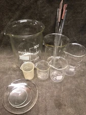 LOT Chemistry Beaker Set w/Cover Glass & Stirrers