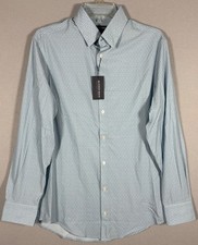 NWT Mizzen Main Leeward Shirt Men S Light Blue Geometric Trim Fit Performance