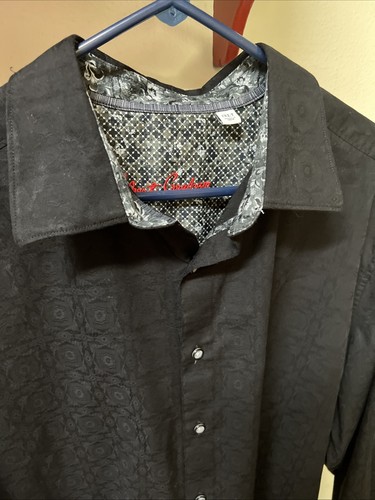 Robert Graham Men's Black Paisley Dress Shirt Buttons Contrast Flip Cuffs 1XLT - Picture 3 of 14