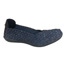 Bernie Mev Catwalk Jeans Blue Woven Slip-On Flats, Memory Foam Comfort Size 35