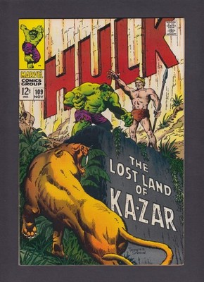 Incredible Hulk #109 Marvel Comics 1968 Ka-Zar and Zabu appearance