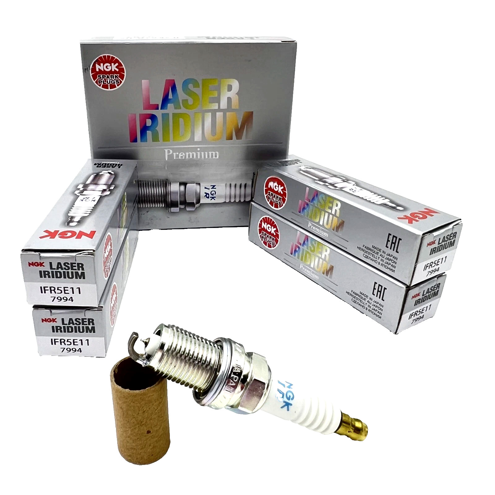 Set of 4 NGK IFR5E11 laser Iridium Long-Life Spark Plugs 7994 Pre-gapped