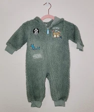 NWOT Star Wars Baby Yoda Sherpa Fleece Hooded Jumpsuit Green Infant 6-9M