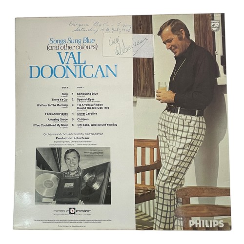 Val Doonican Songs Sung Blue SIGNED Autograph Vinyl LP Philips 1974 Vintage - Picture 2 of 5
