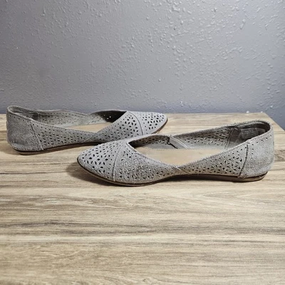 TOMS Gray Suede Cut-Out Slip On Pointed Toe Flat Women Shoes Size 8.5 - Image 1 of 4