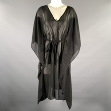 HALSTON HERITAGE Size S M Black Metallic Polyester Caftan  Dress